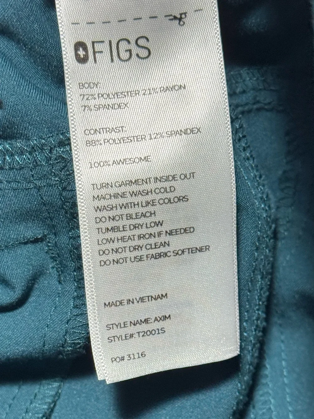 FIGS Men's Axim Cargo Scrub Pants Caribbean Blue S/S Small Short T2001S